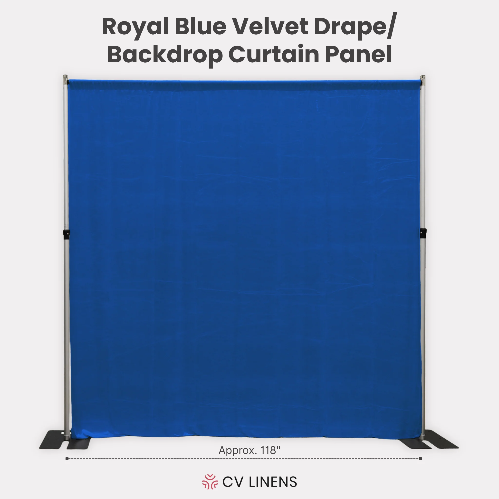 Velvet 14ft H x 118" W Drape/Backdrop Curtain Panel - Royal Blue - Image 3