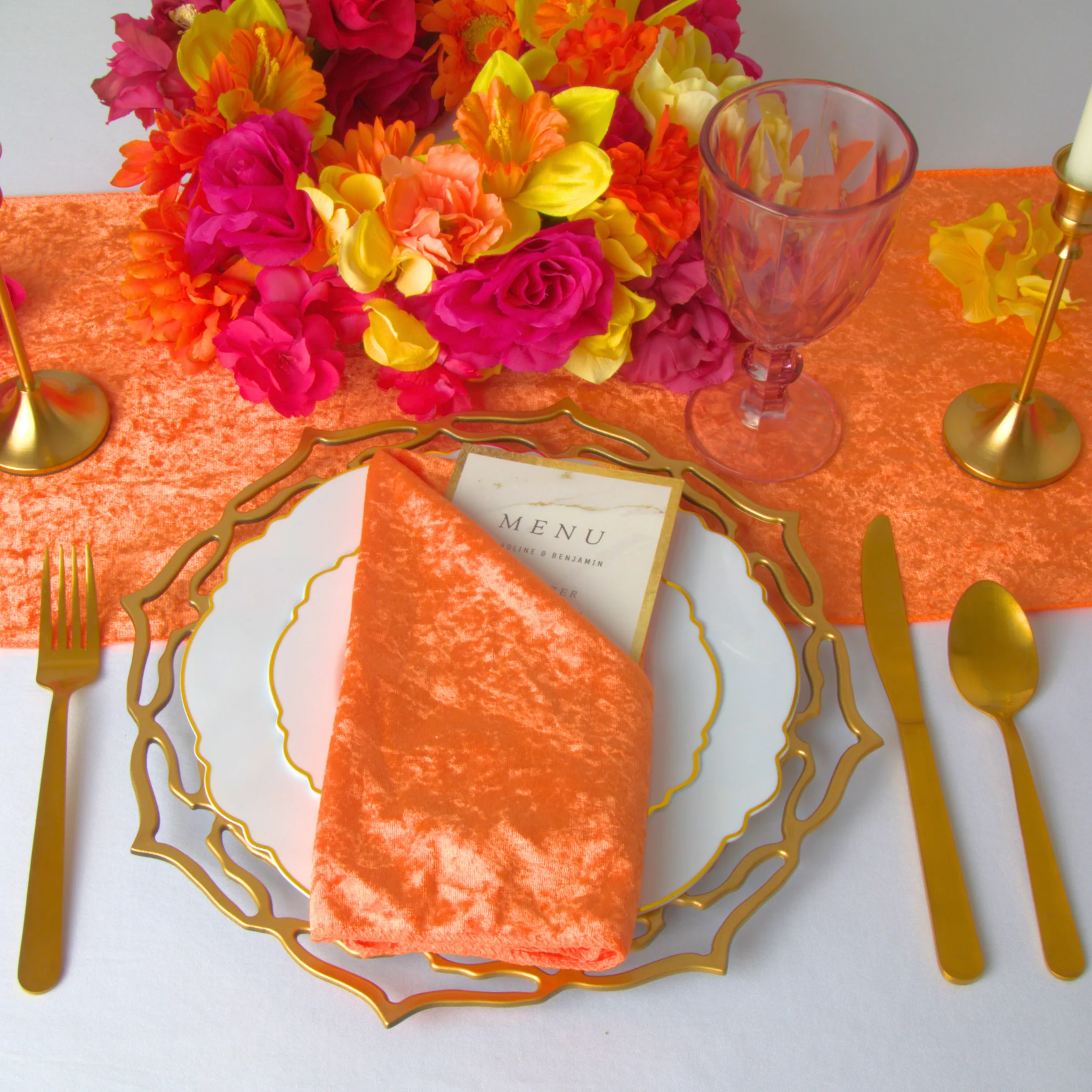 Velvet 20"x20" Linen Napkin - Orange - Image 2