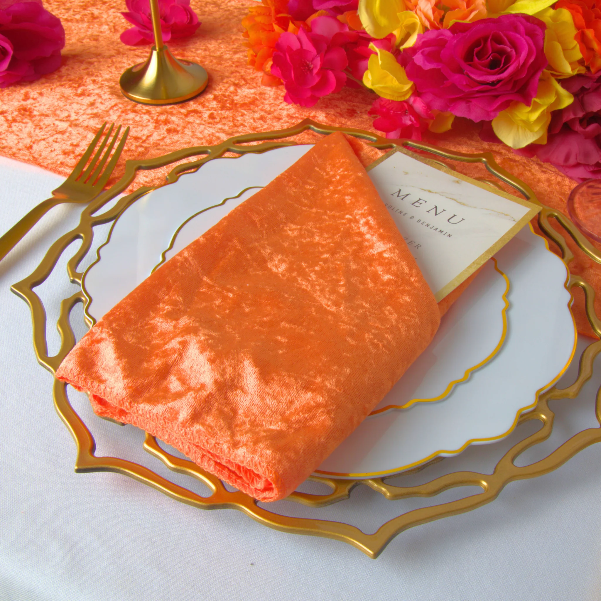 Velvet 20"x20" Linen Napkin - Orange - Image 3