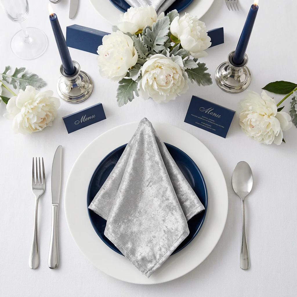 Velvet 20"x20" Linen Napkin - Silver - Image 3