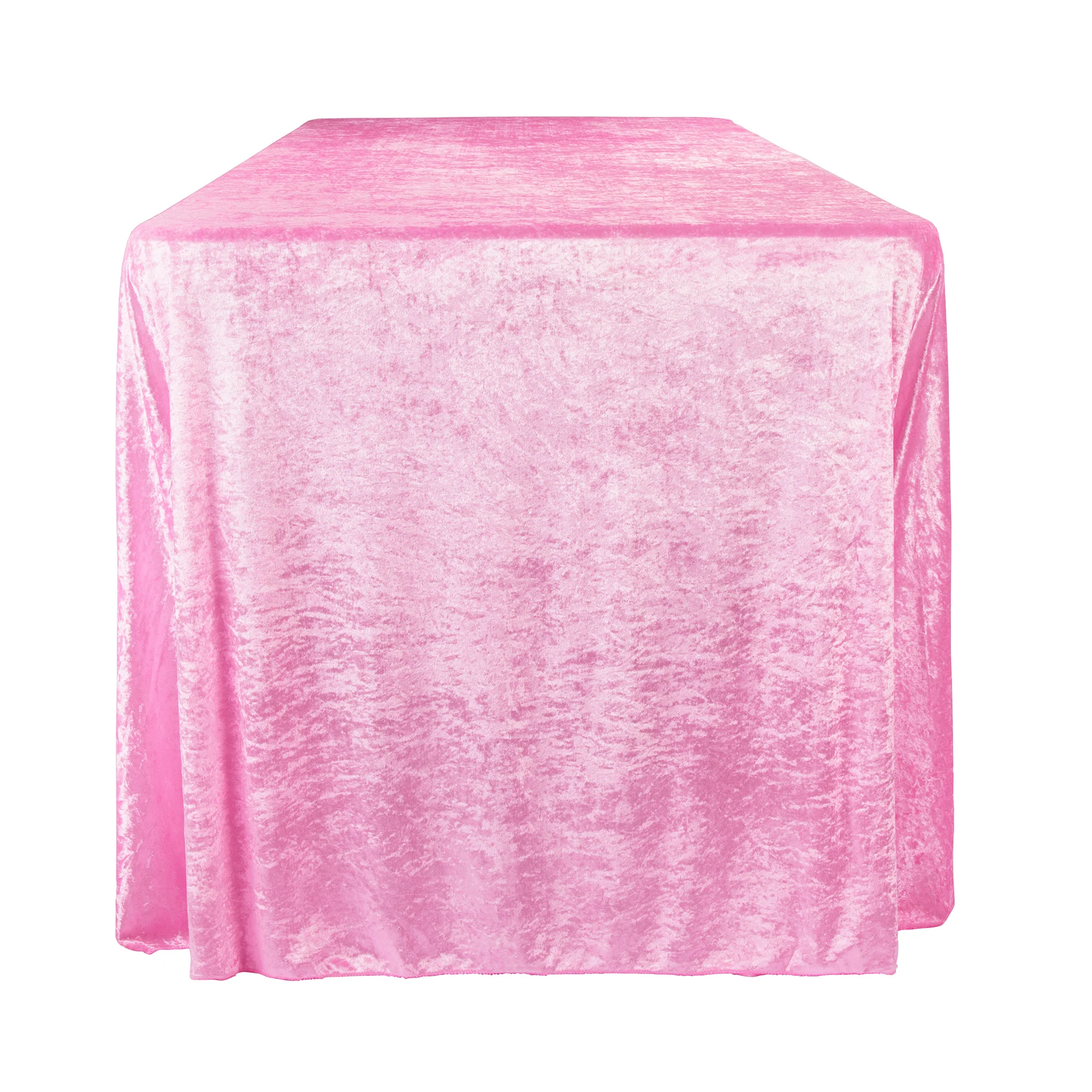 Velvet 90"x132" Rectangular Tablecloth - Pink - Image 6