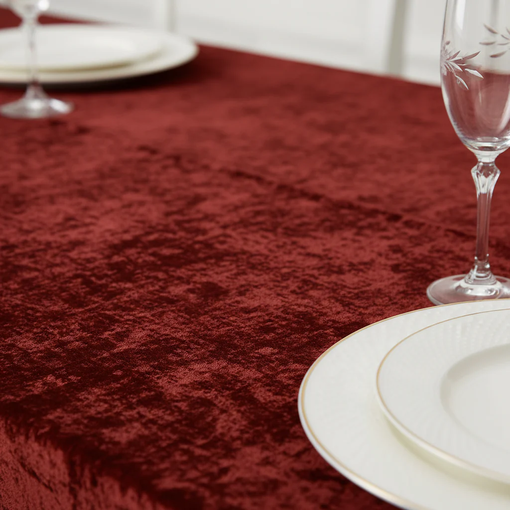 Velvet 90"x132" Rectangular Tablecloth - Apple Red - Image 5