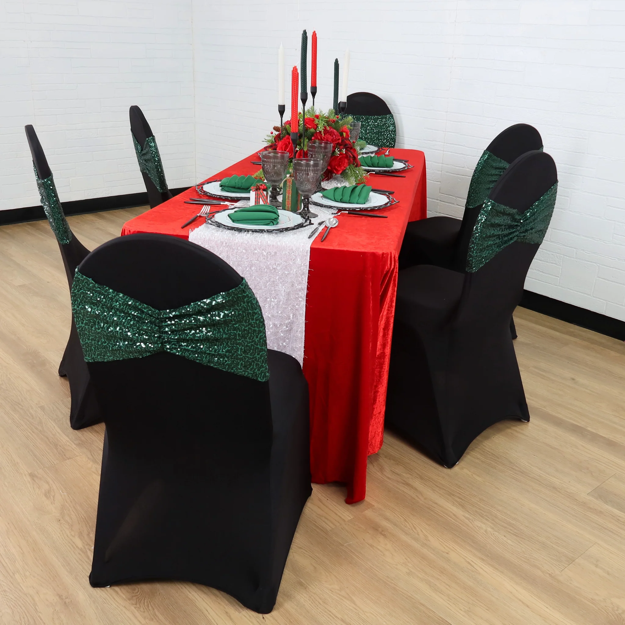Velvet 90"x132" Rectangular Tablecloth - Red - Image 3