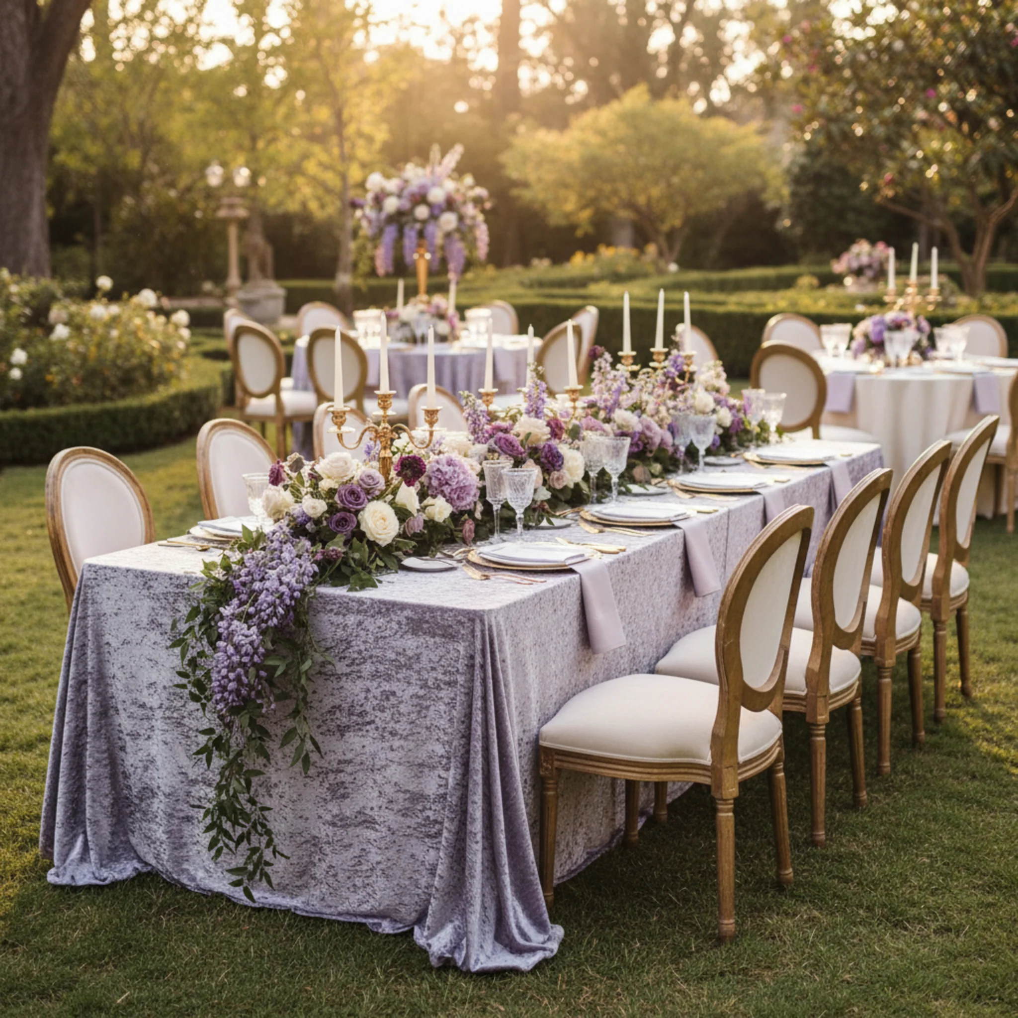 Velvet 90"x132" Rectangular Tablecloth - Wisteria - Image 3