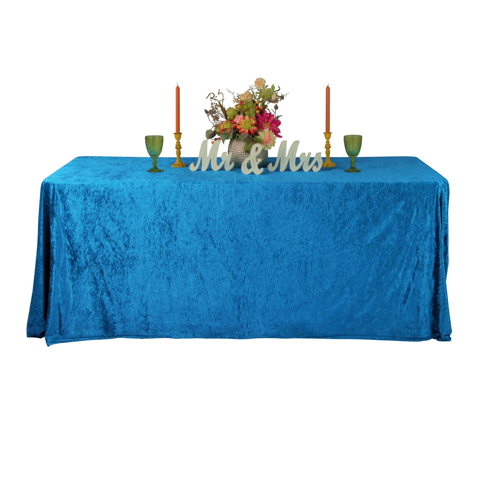 Velvet 90"x156" Rectangular Tablecloth - Dark Teal - Image 5