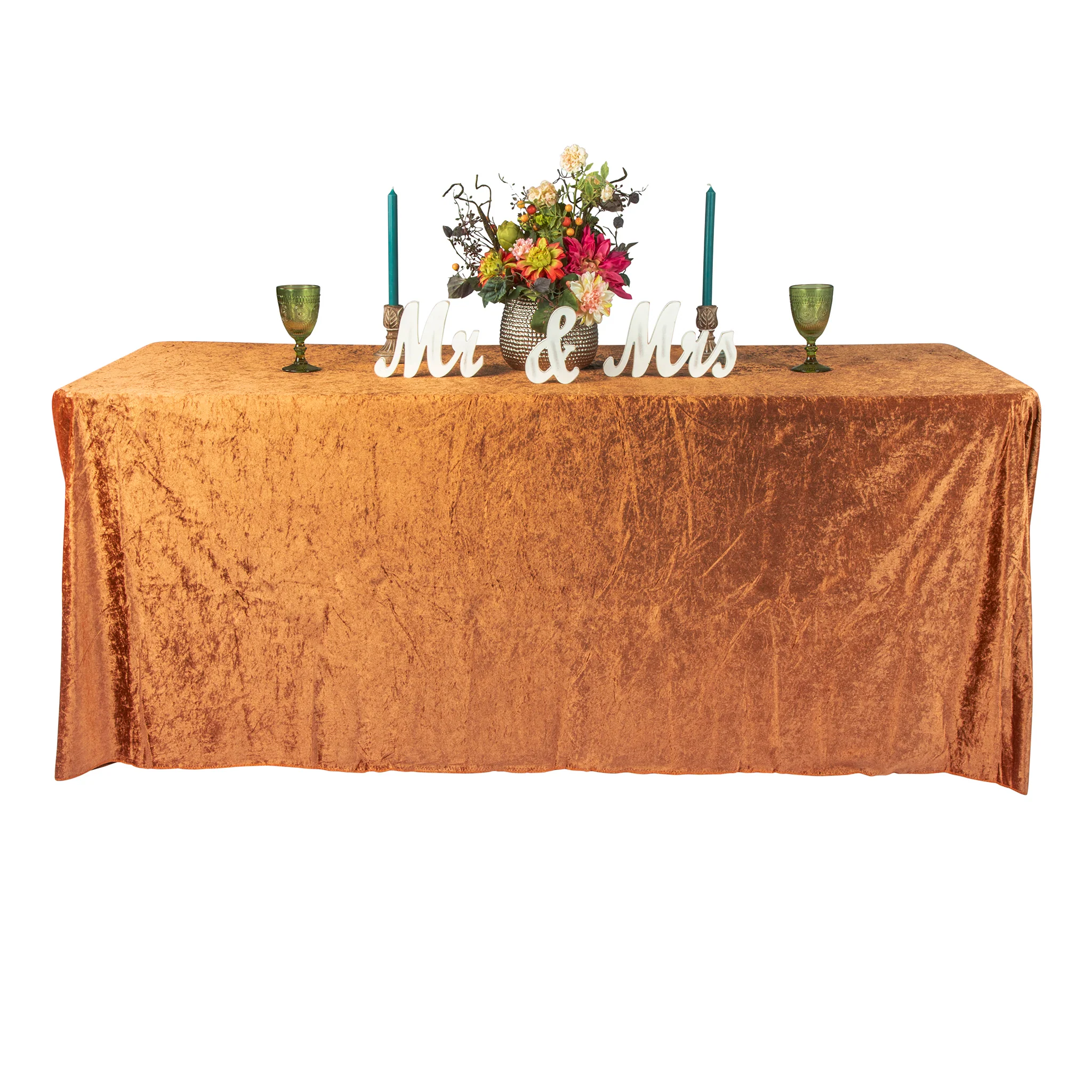 Velvet 90"x156" Rectangular Tablecloth - Terracotta - Image 3