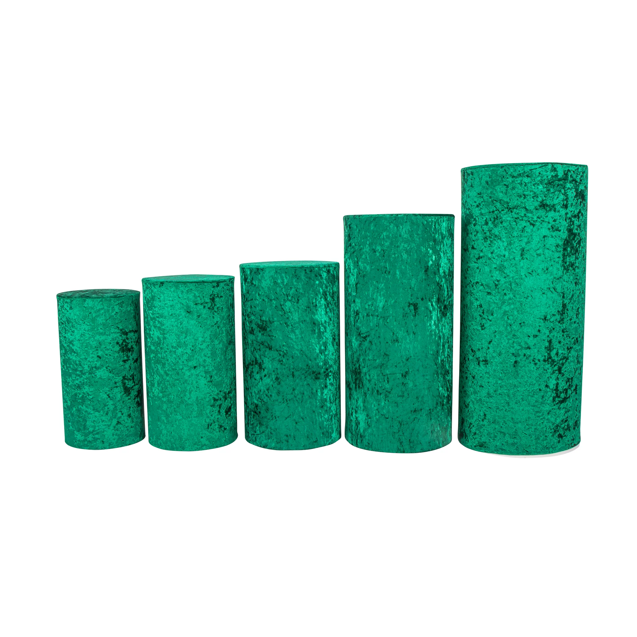 Velvet Covers for Metal Cylinder Pedestal Stands 5 pcs/set - Emerald Green - Image 2