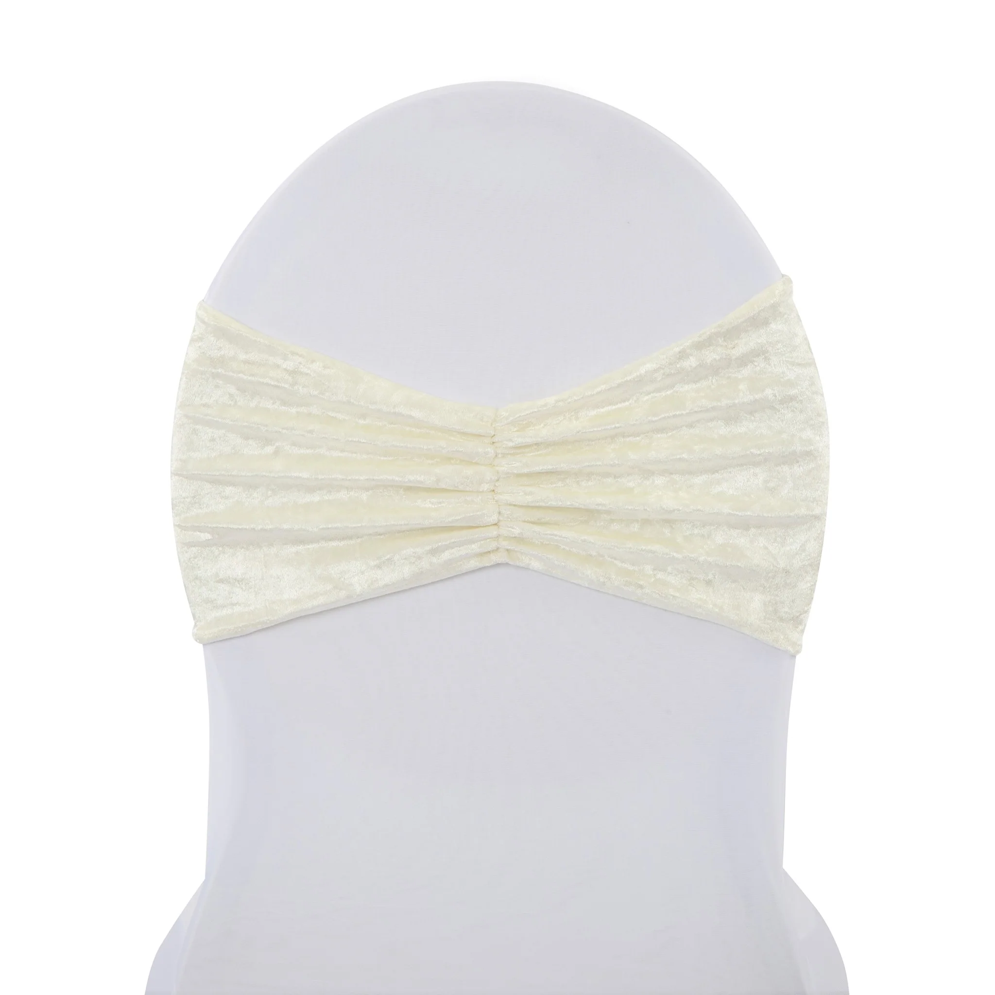 Velvet Ruffle Stretch Chair Band - Ivory