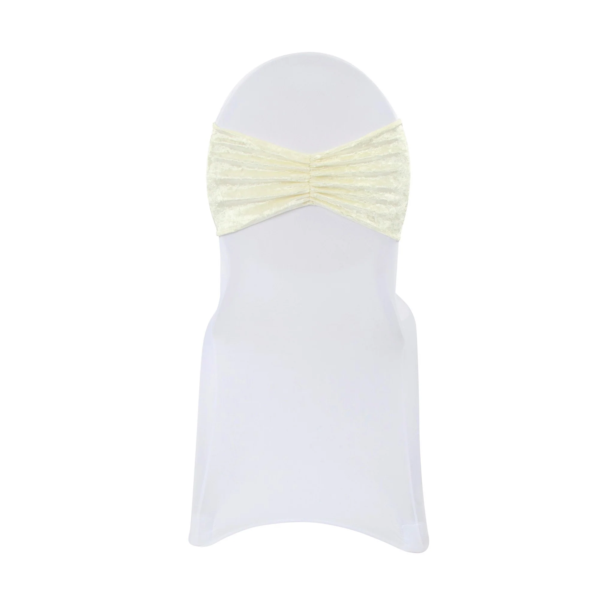 Velvet Ruffle Stretch Chair Band - Ivory - Image 3