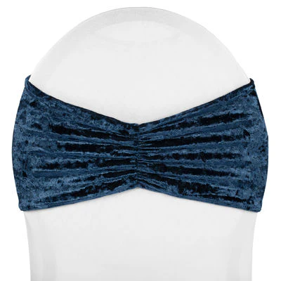 Velvet Ruffle Stretch Chair Band - Navy Blue