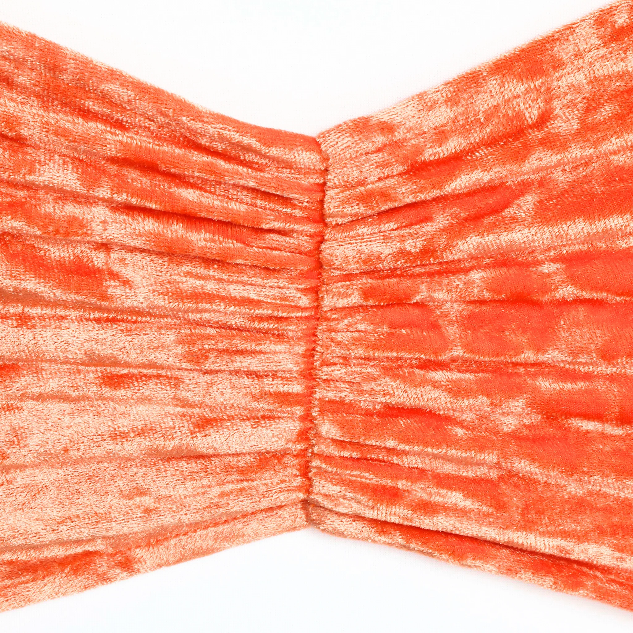 Velvet Ruffle Stretch Chair Band - Orange - Image 2