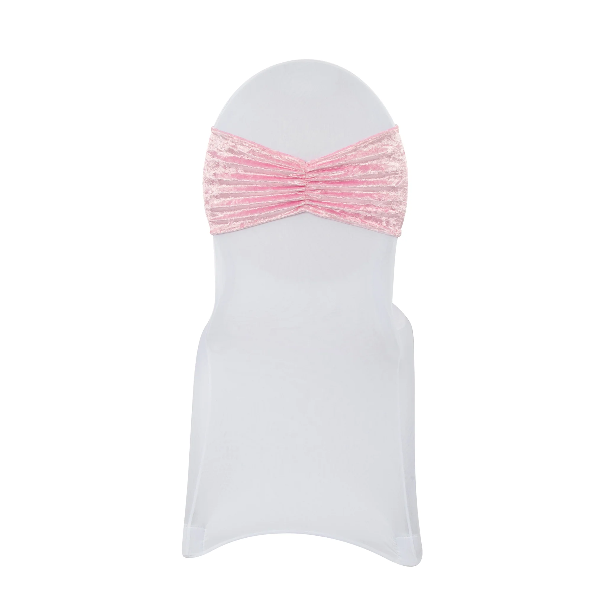 Velvet Ruffle Stretch Chair Band - Pink - Image 2