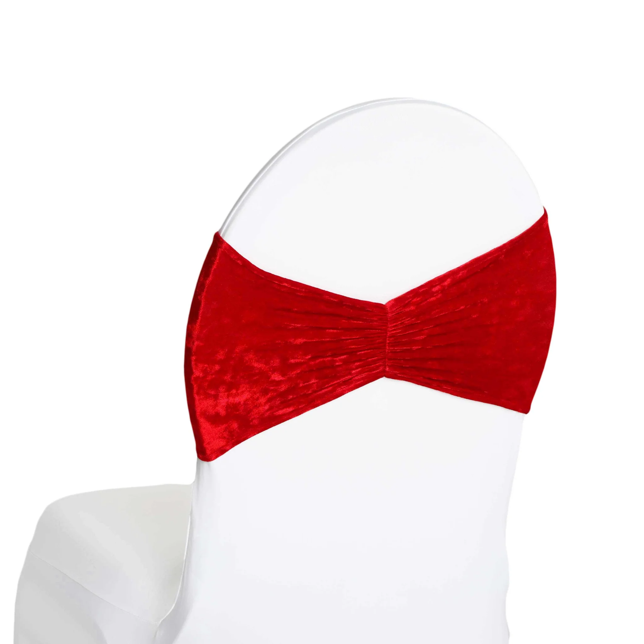 Velvet Ruffle Stretch Chair Band - Red - Image 3