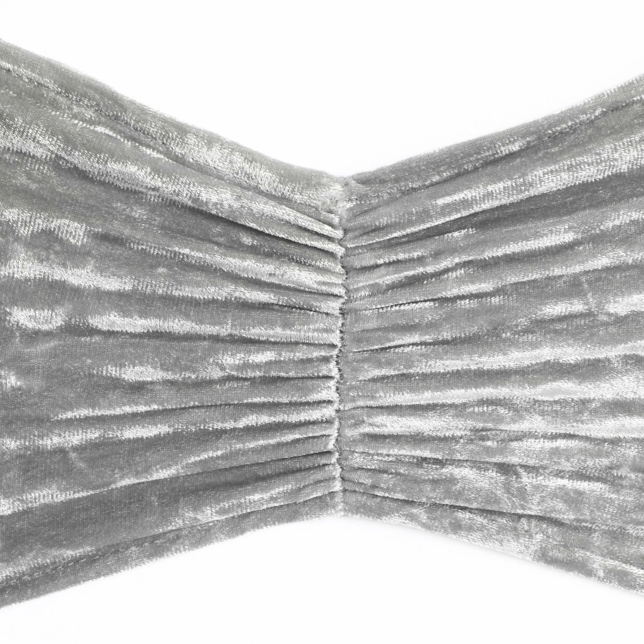 Velvet Ruffle Stretch Chair Band - Silver - Image 2