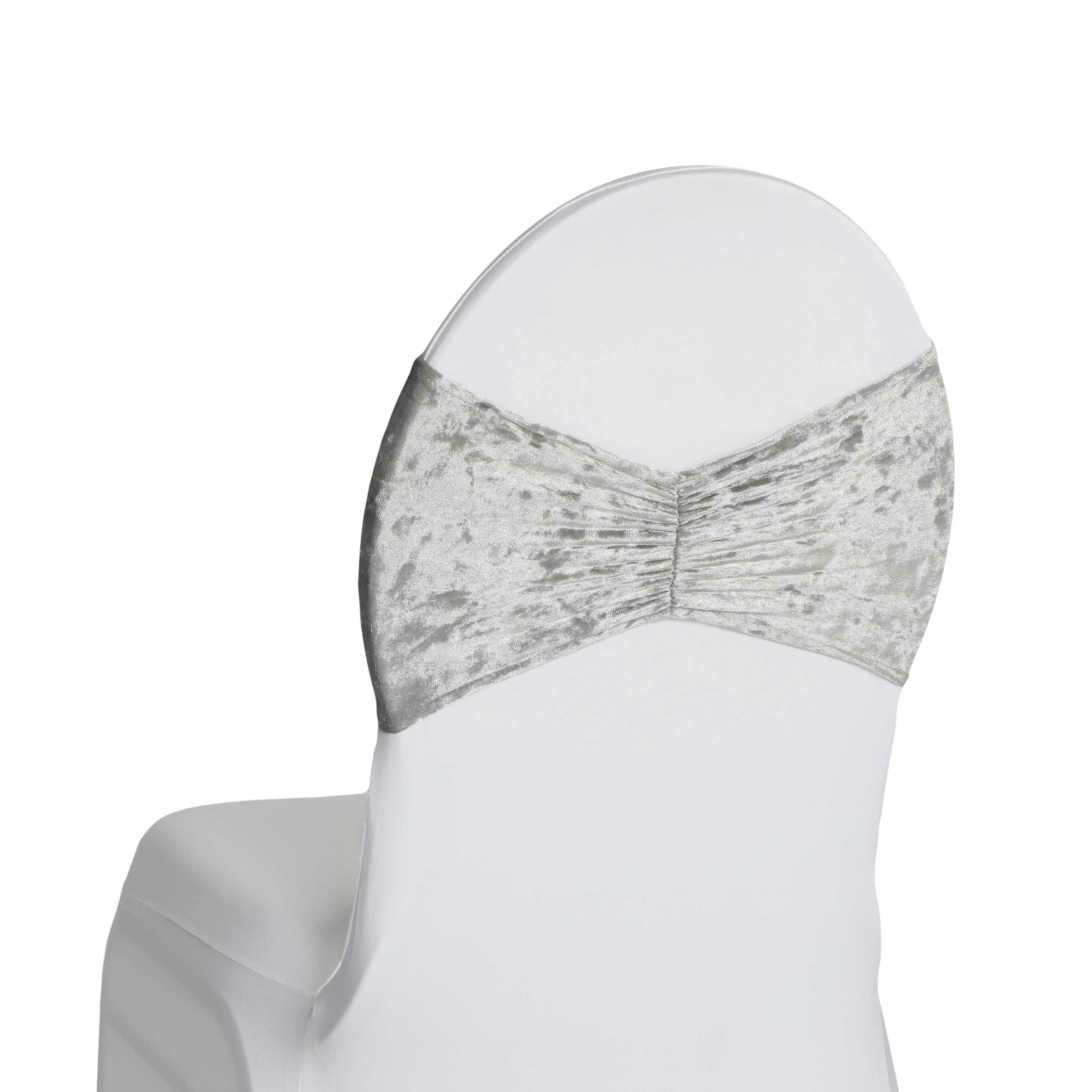 Velvet Ruffle Stretch Chair Band - Silver - Image 3