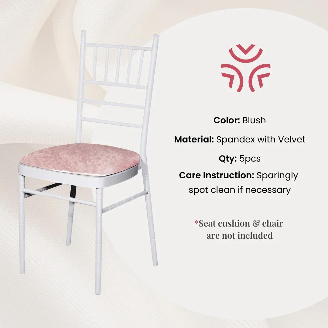 5 pcs/pk Velvet Spandex Chiavari Seat Pad Cover - Blush/Rose Gold - Image 7