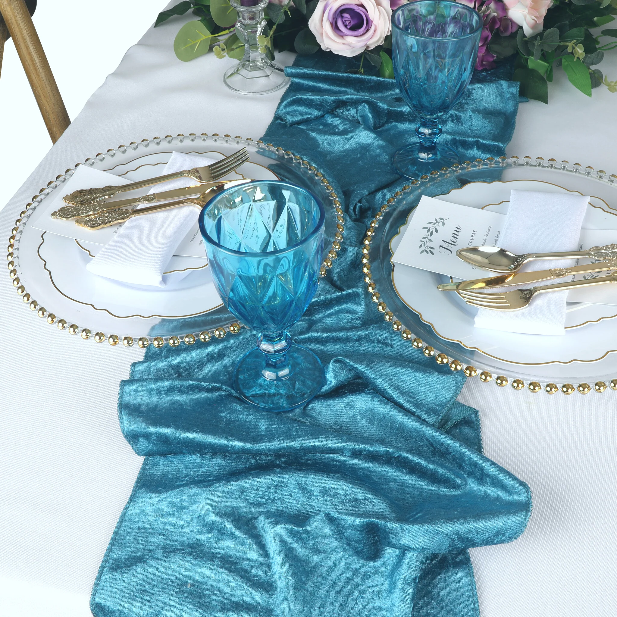Velvet Table Runner - Dark Teal - Image 2
