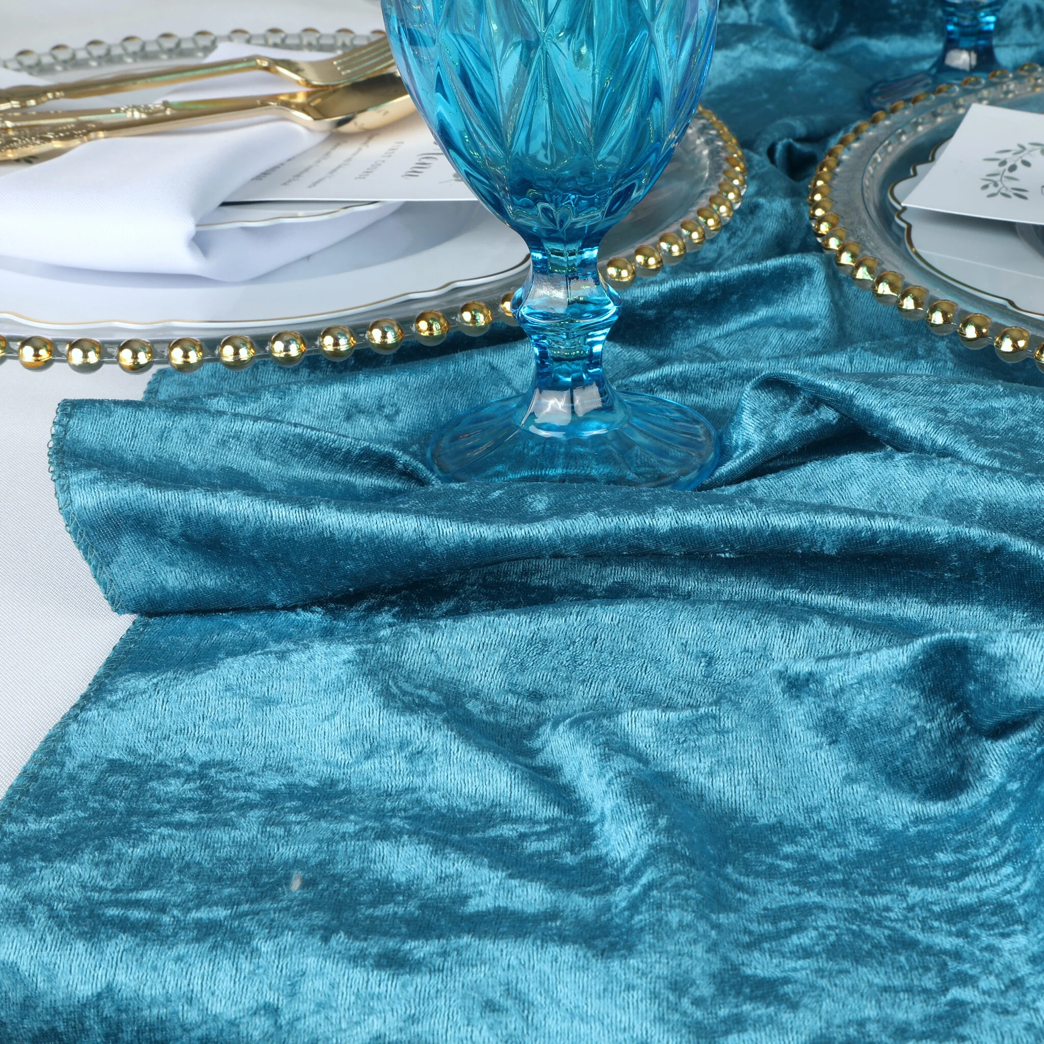 Velvet Table Runner - Dark Teal - Image 3