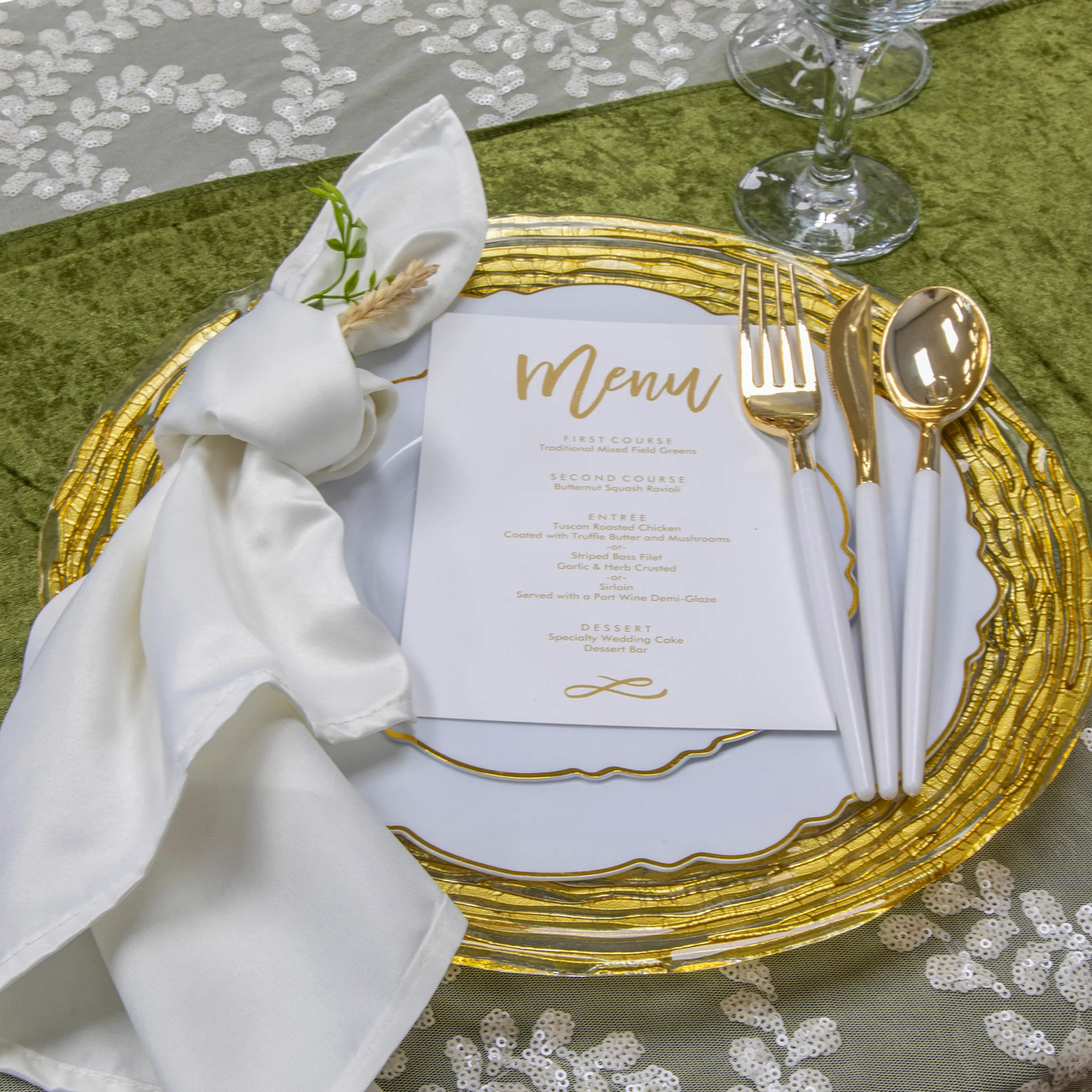 Velvet Table Runner - Olive Green - Image 2