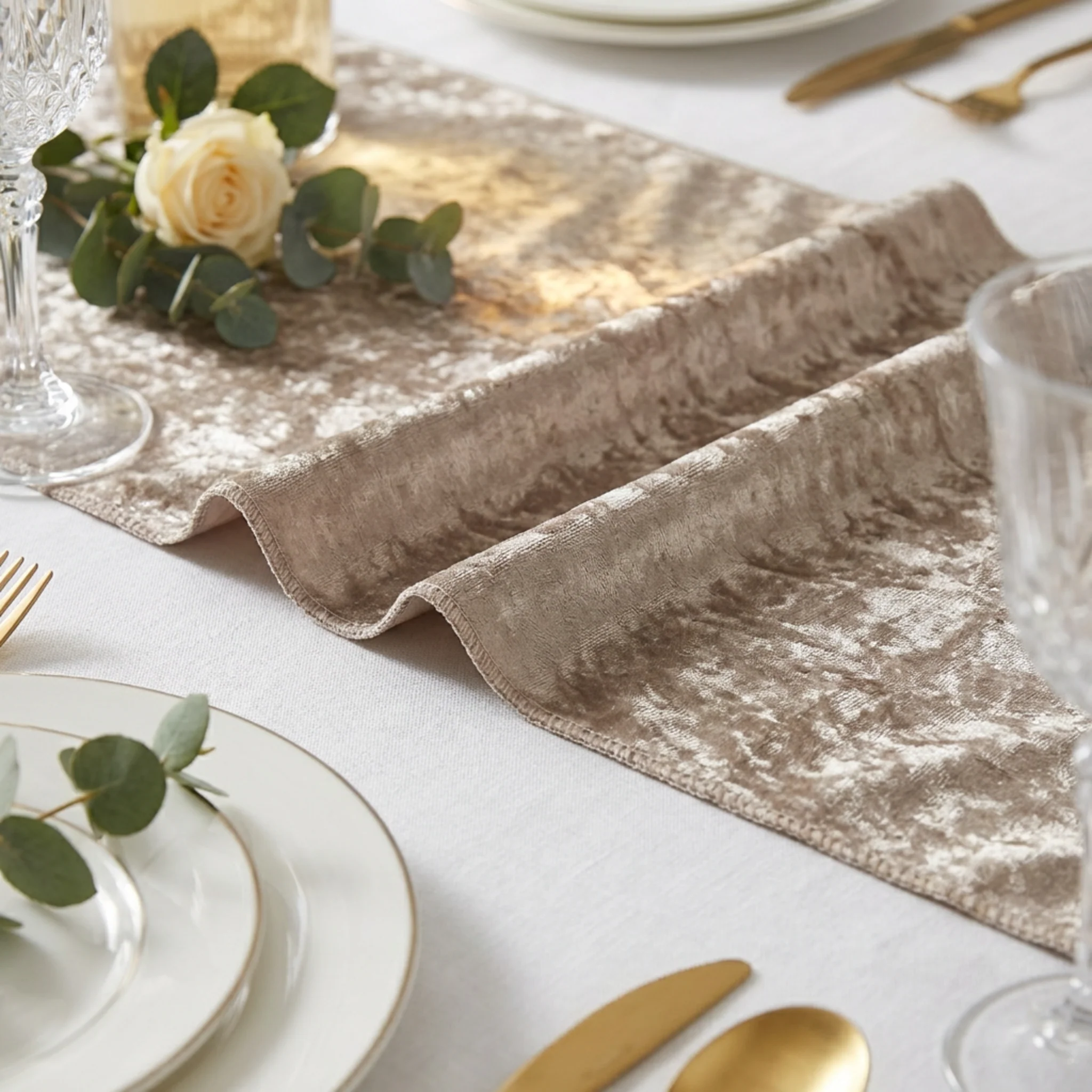 Velvet Table Runner - Taupe - Image 2