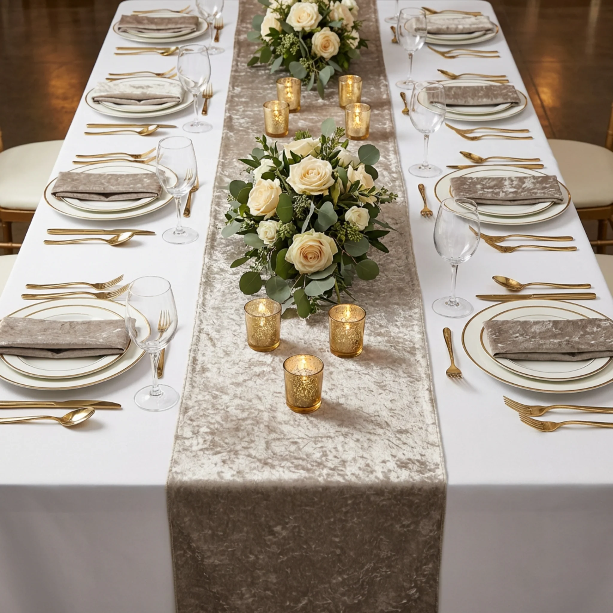 Velvet Table Runner - Taupe - Image 4