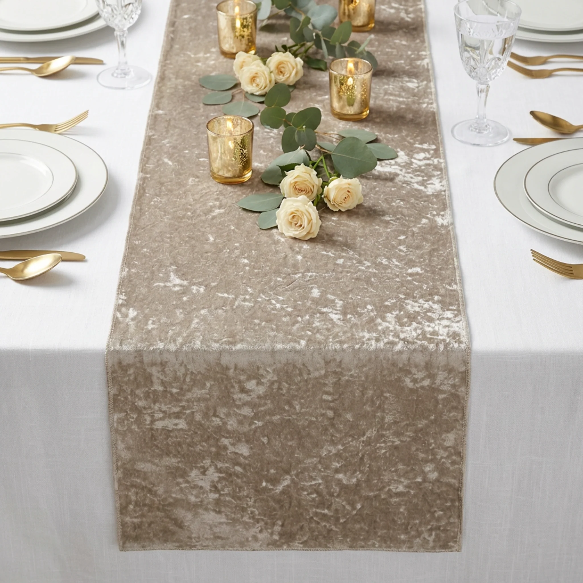 Velvet Table Runner - Taupe - Image 6