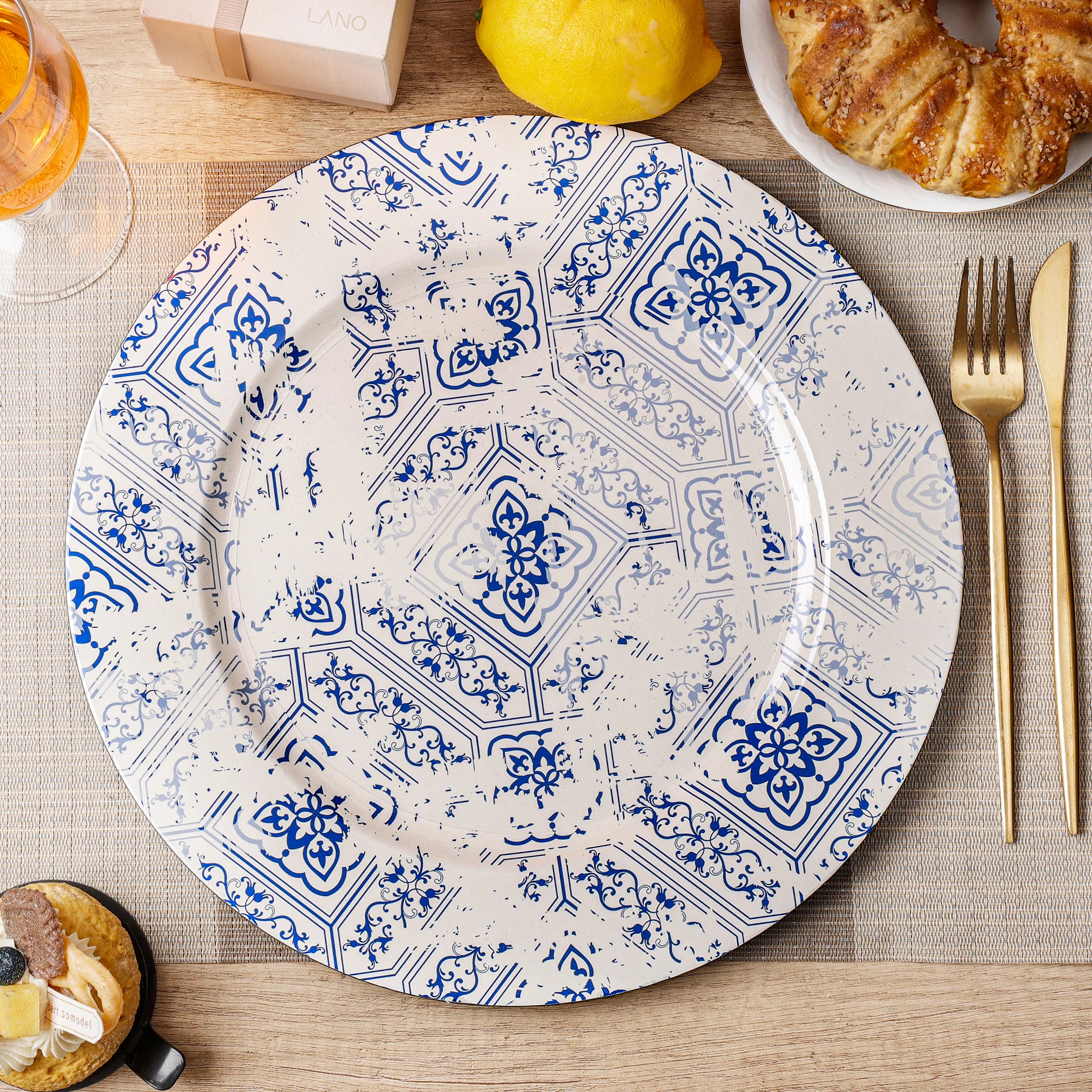 Vintage Mediterranean Acrylic Charger Plate - Image 2