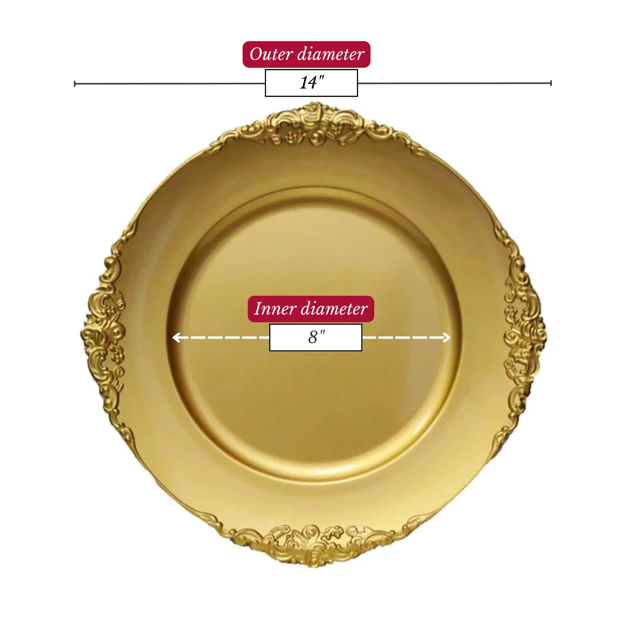 Vintage Round Charger Plate - Gold - Image 8