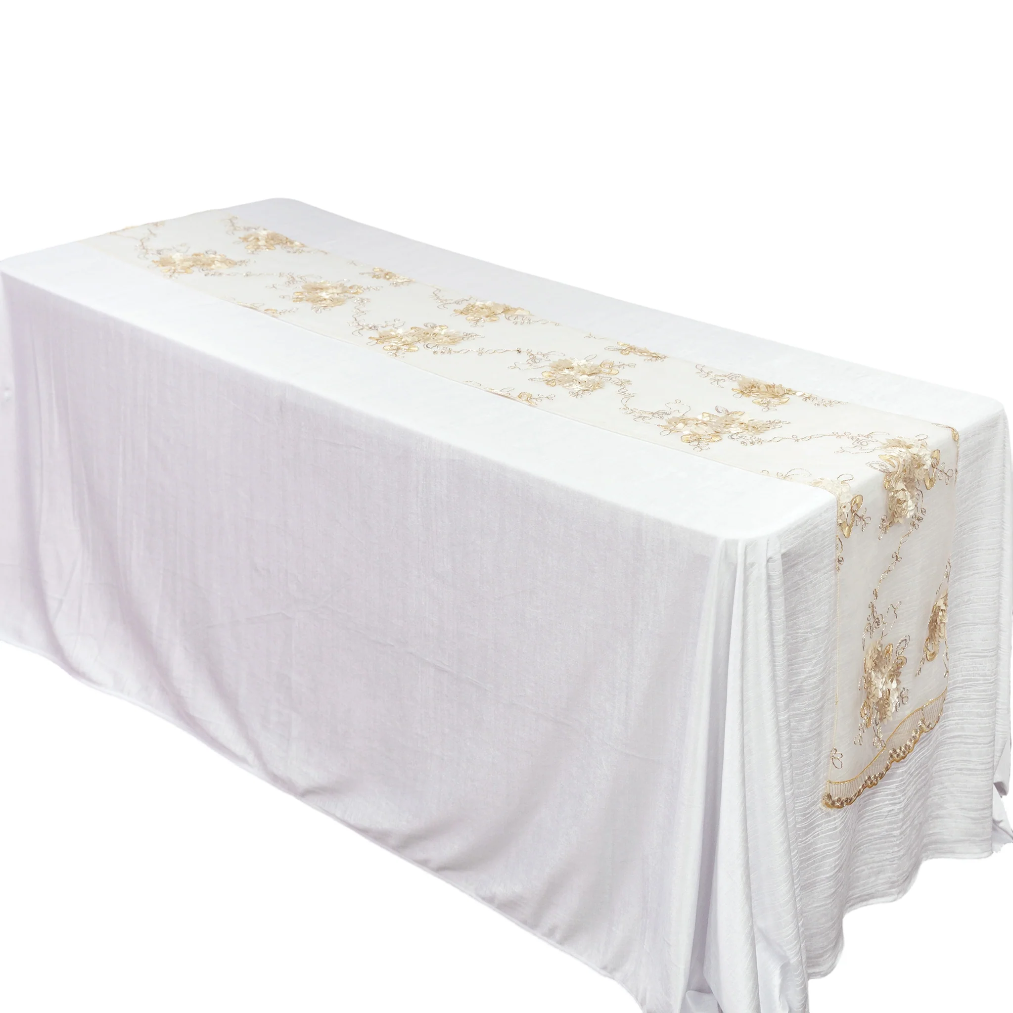 Vintage Veil Embroidery Table Runner - Champagne