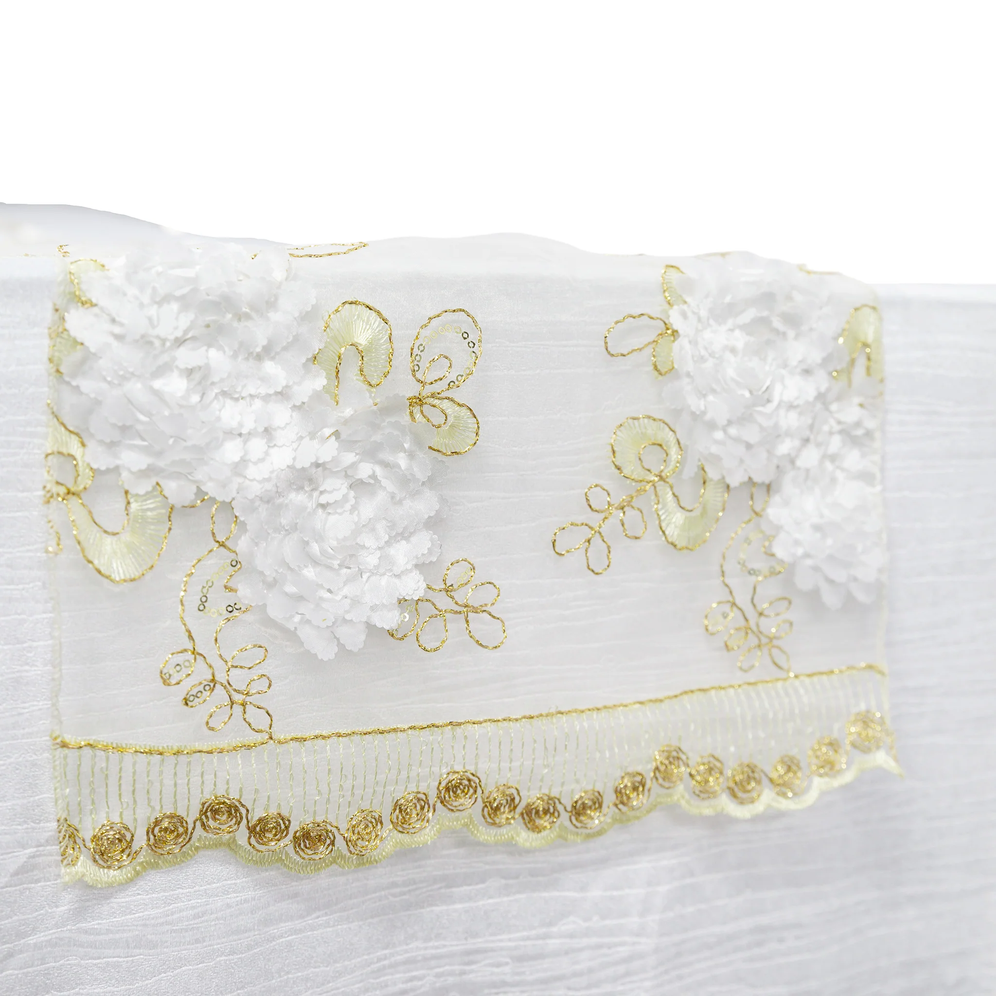 Vintage Veil Embroidery Table Runner - Gold/Ivory - Image 2
