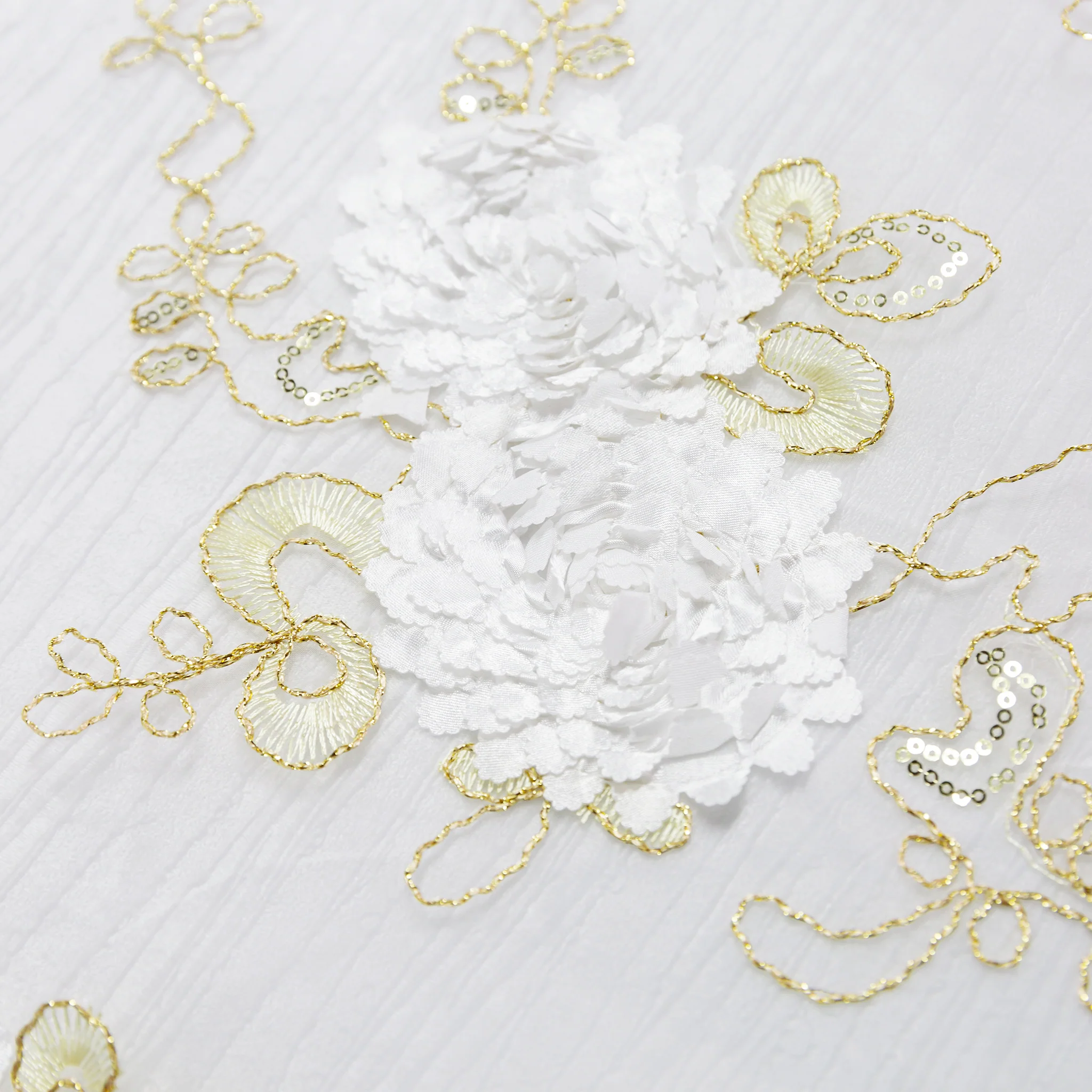 Vintage Veil Embroidery Table Runner - Gold/Ivory - Image 3