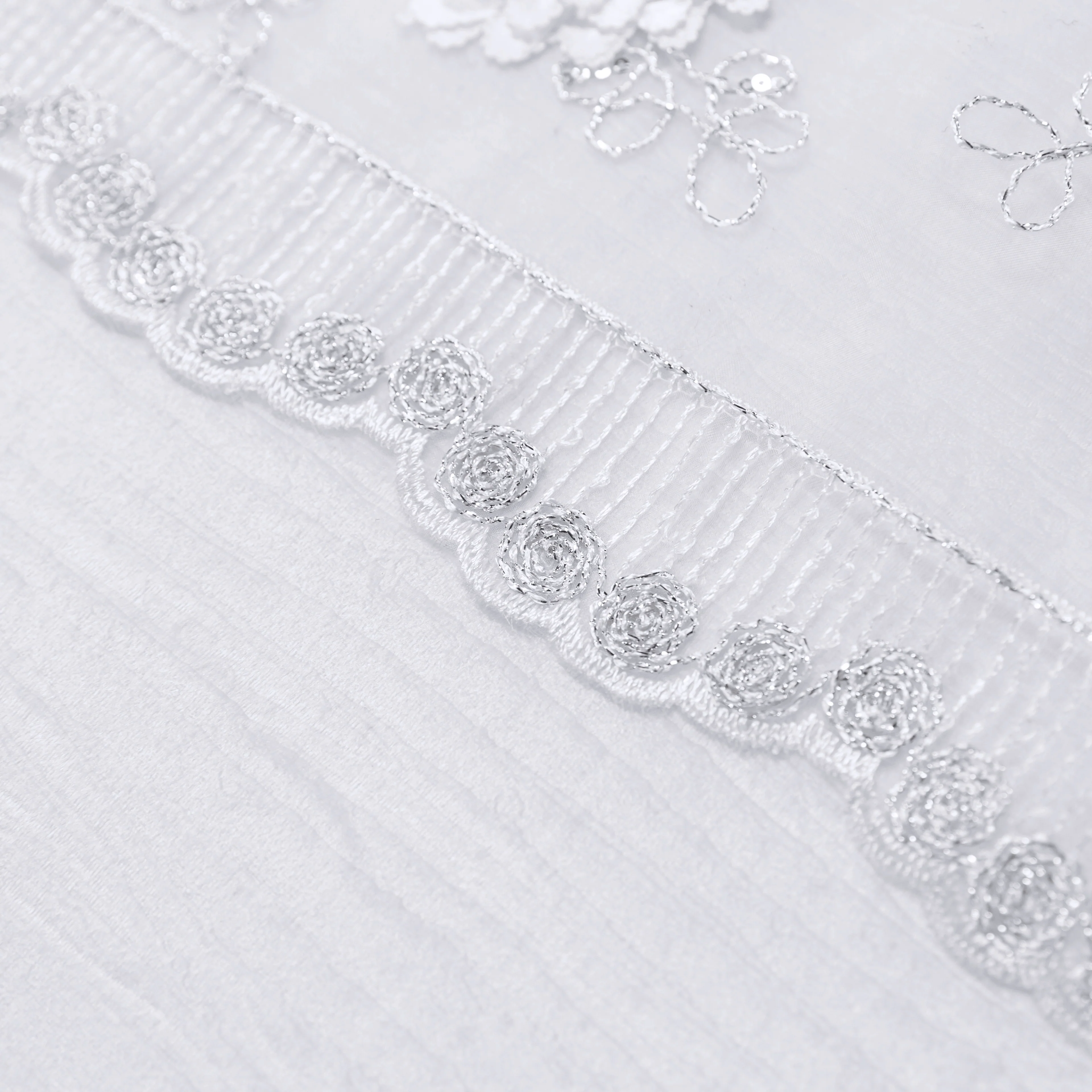 Vintage Veil Embroidery Table Runner - White - Image 5