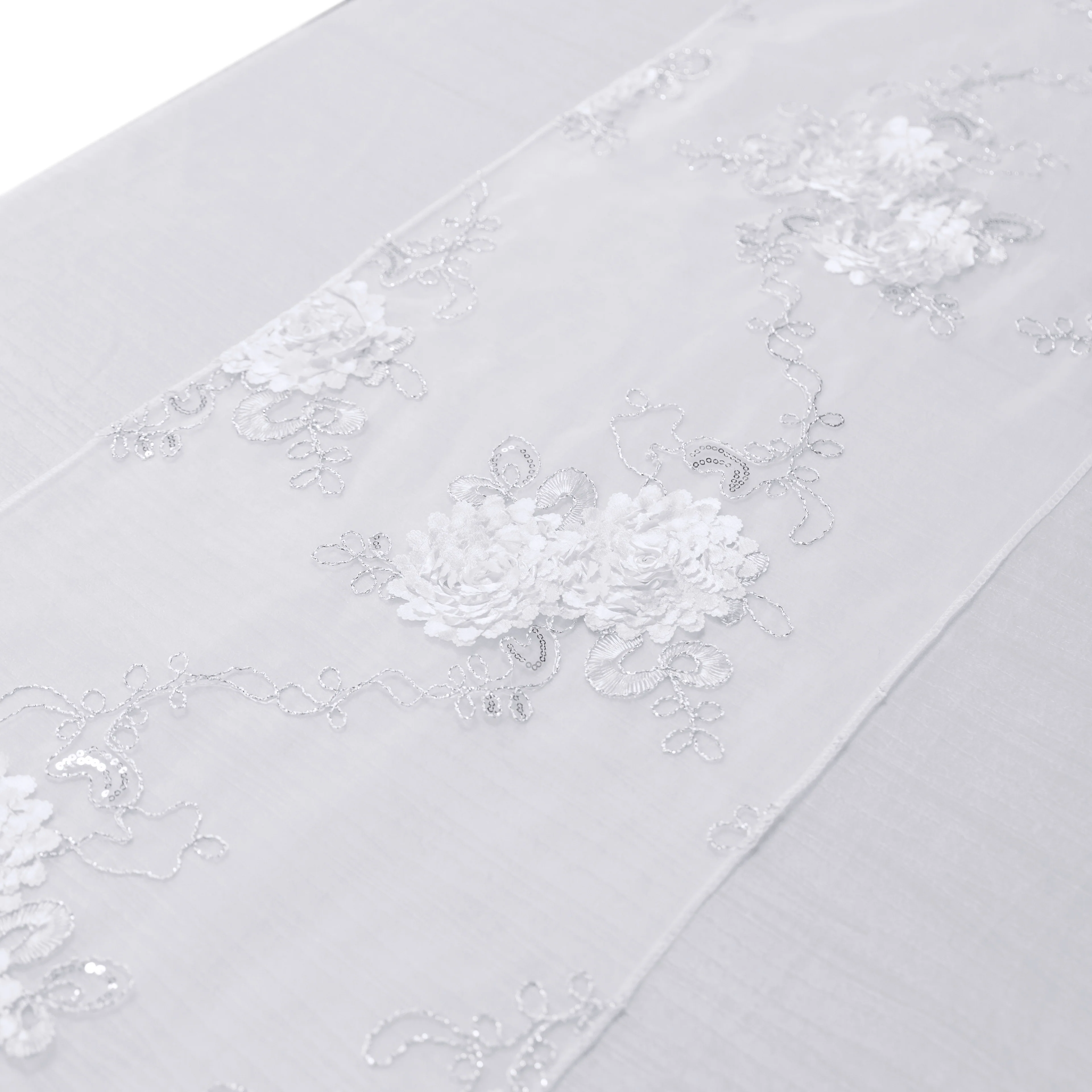 Vintage Veil Embroidery Table Runner - White - Image 8