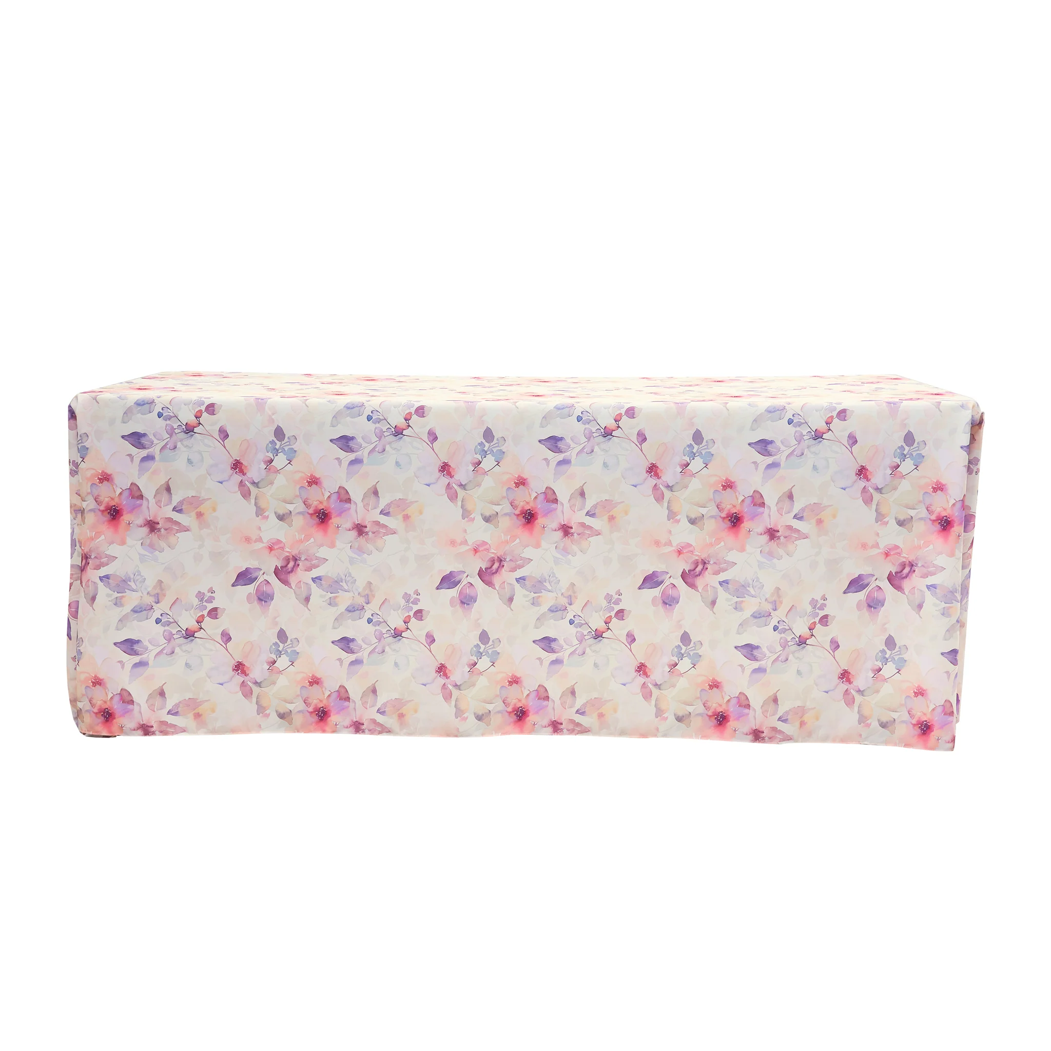 Watercolor Floral Rectangular 90"x132" Tablecloth - Pink - Image 3