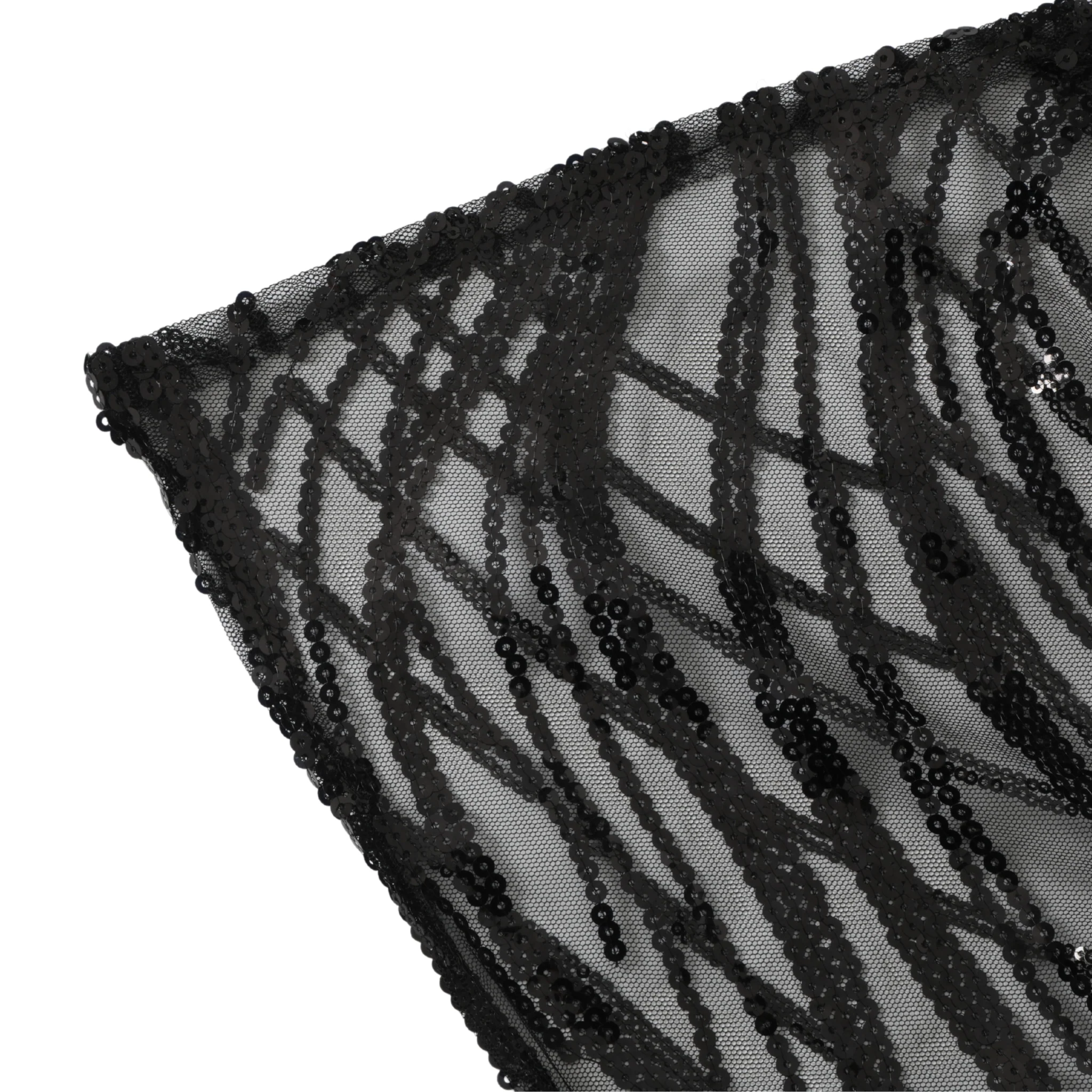 Wave Sequin Mesh Tablecloth 90"x132" Rectangular - Black - Image 6