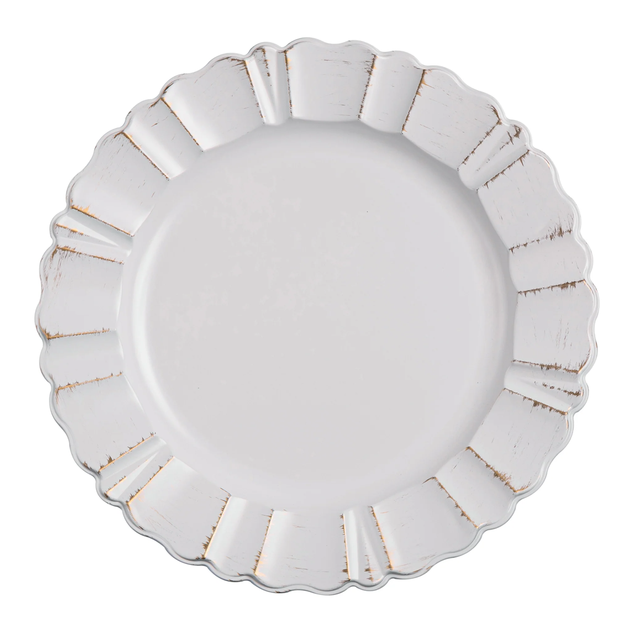 Waved Scalloped Acrylic 13" Charger Plate - Gold & White - Image 3