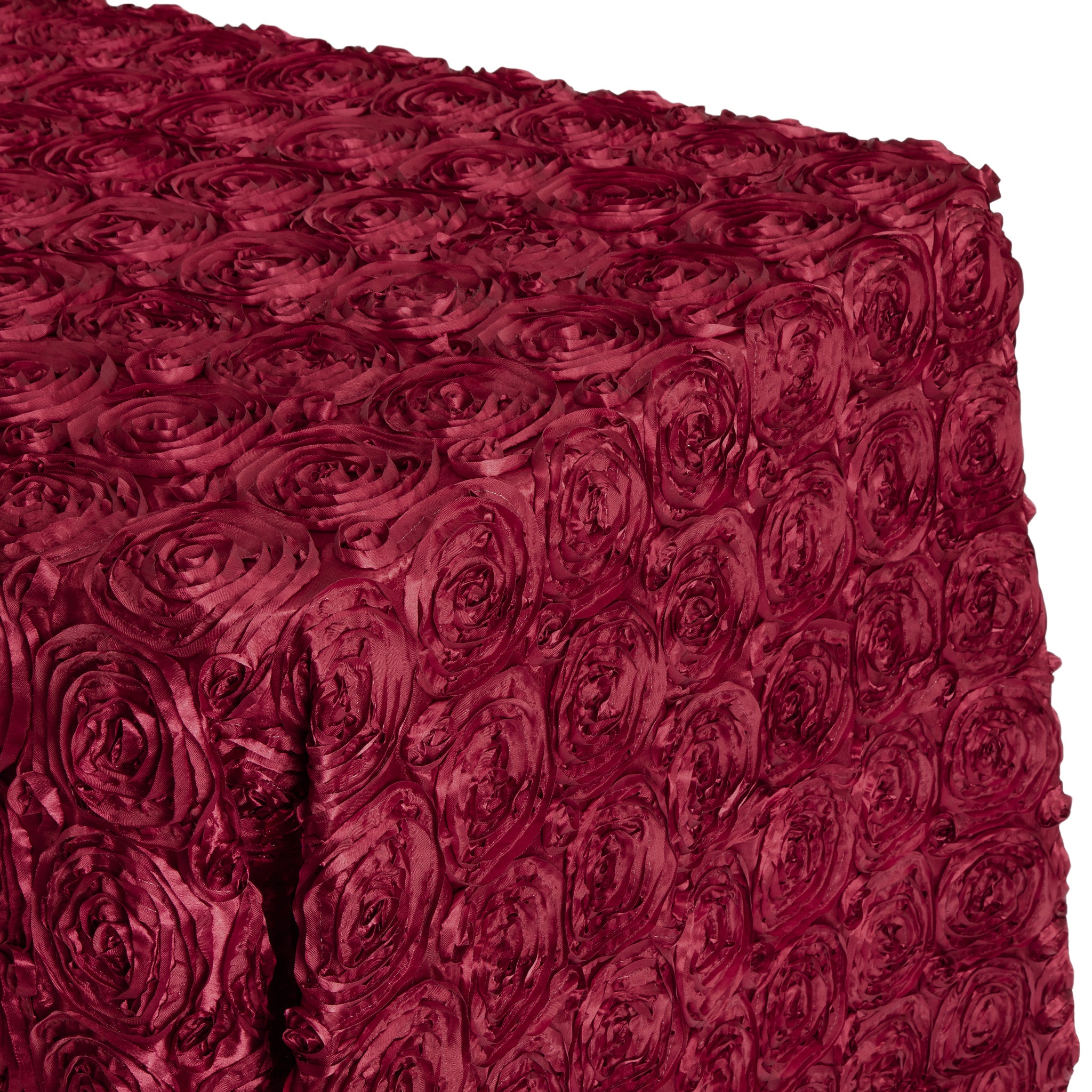 Wedding Rosette Satin 90"x156" rectangular Tablecloth - Burgundy - Image 2