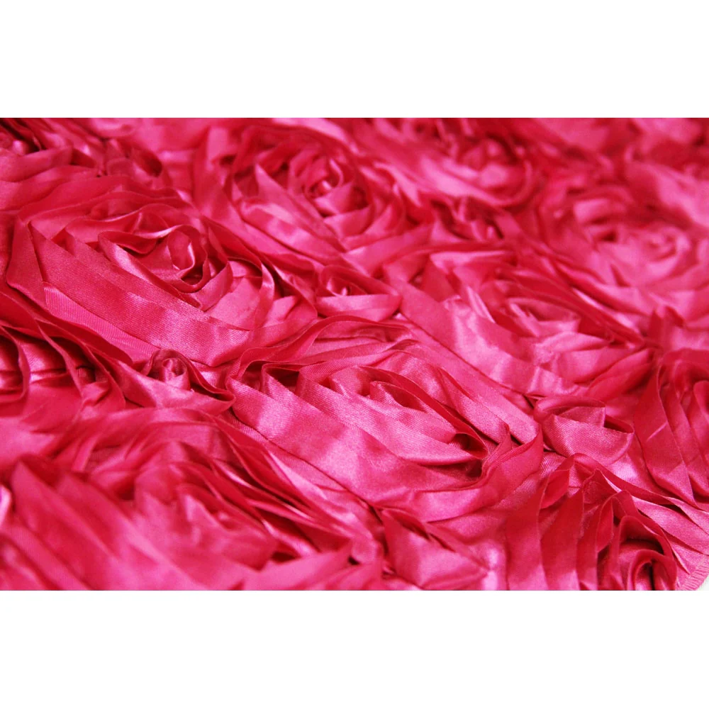 Wedding Rosette Satin 90"x156" rectangular Tablecloth - Fuchsia - Image 2
